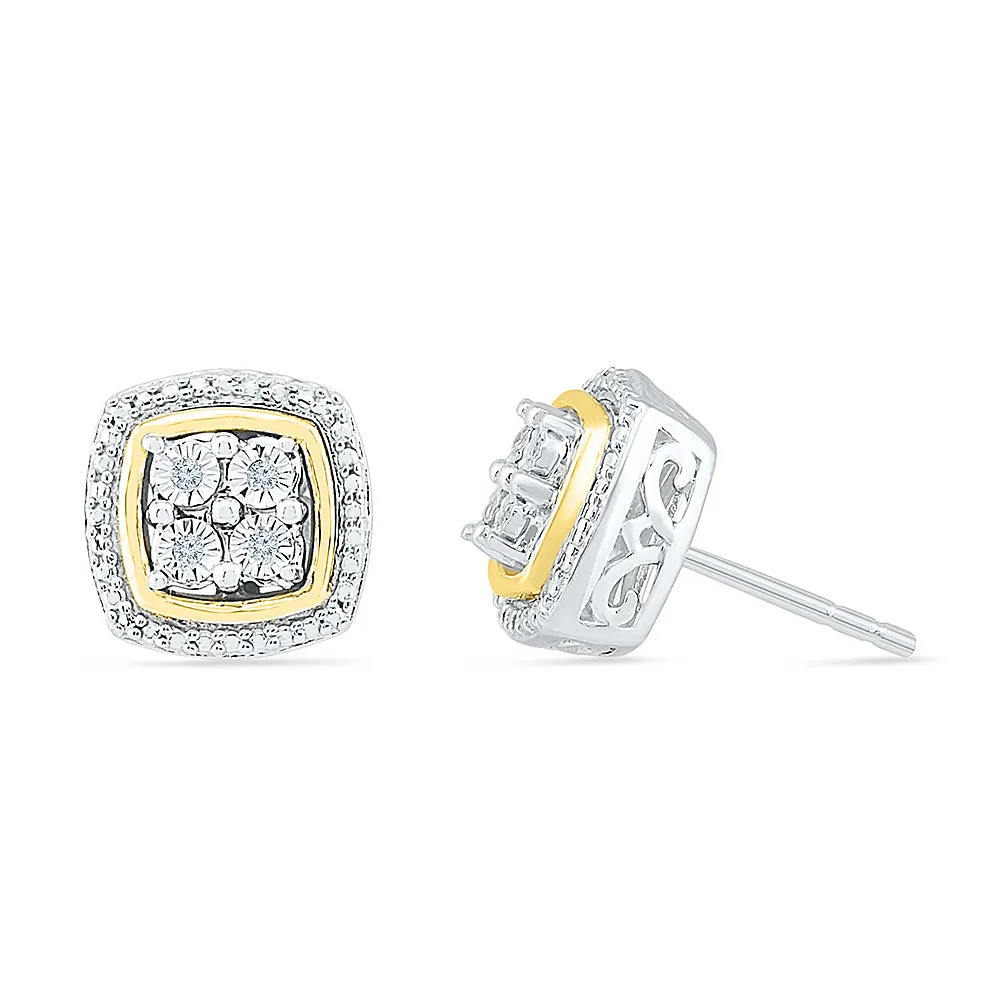 .01ctw Diamond Cluster Earrings