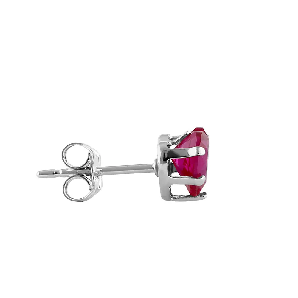 0.44ct Sterling Silver Ruby Heart CZ Stud Earrings 5mm