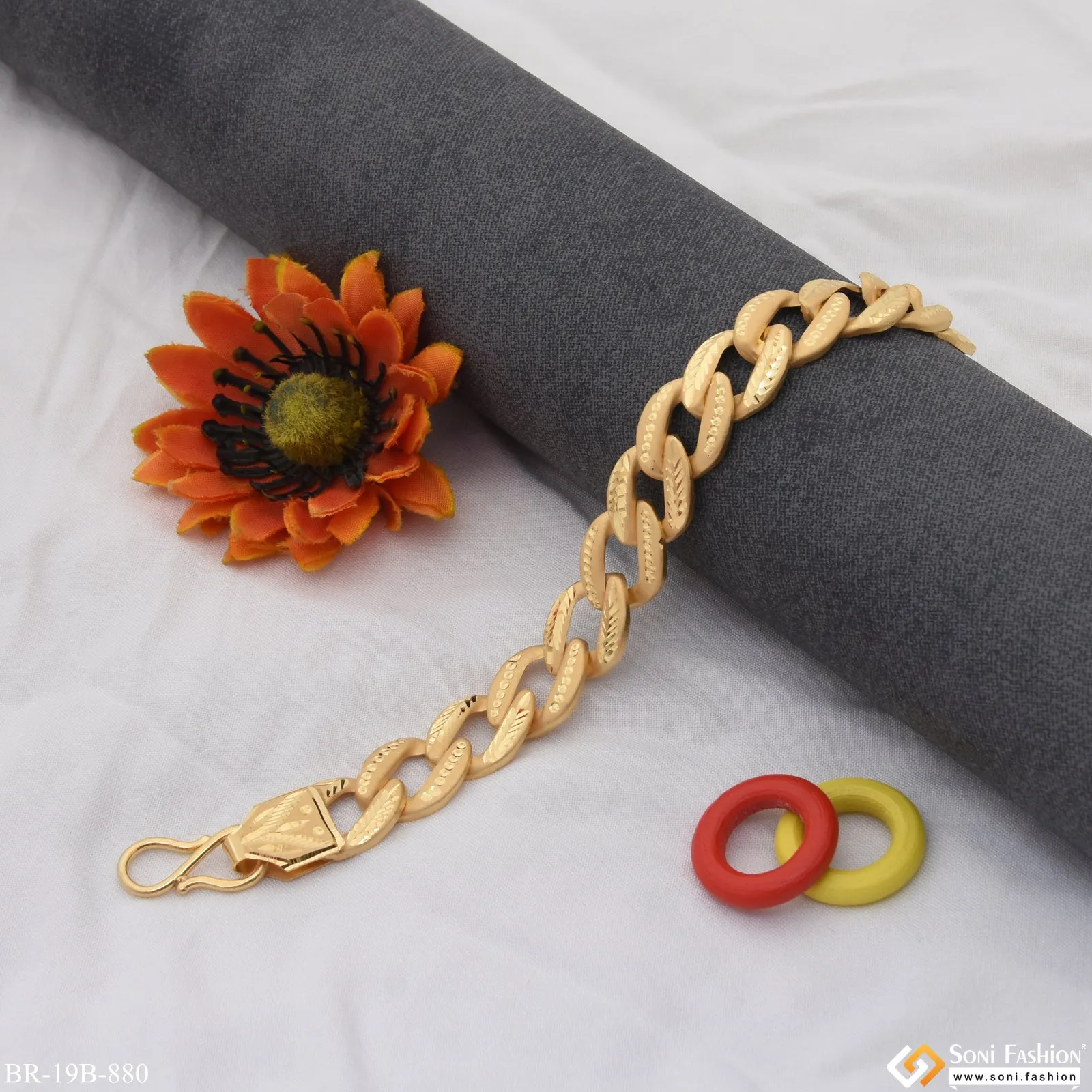 1 Gram Gold Plated Best Quality Durable Design Pokal Bracelet for Men - Style B880