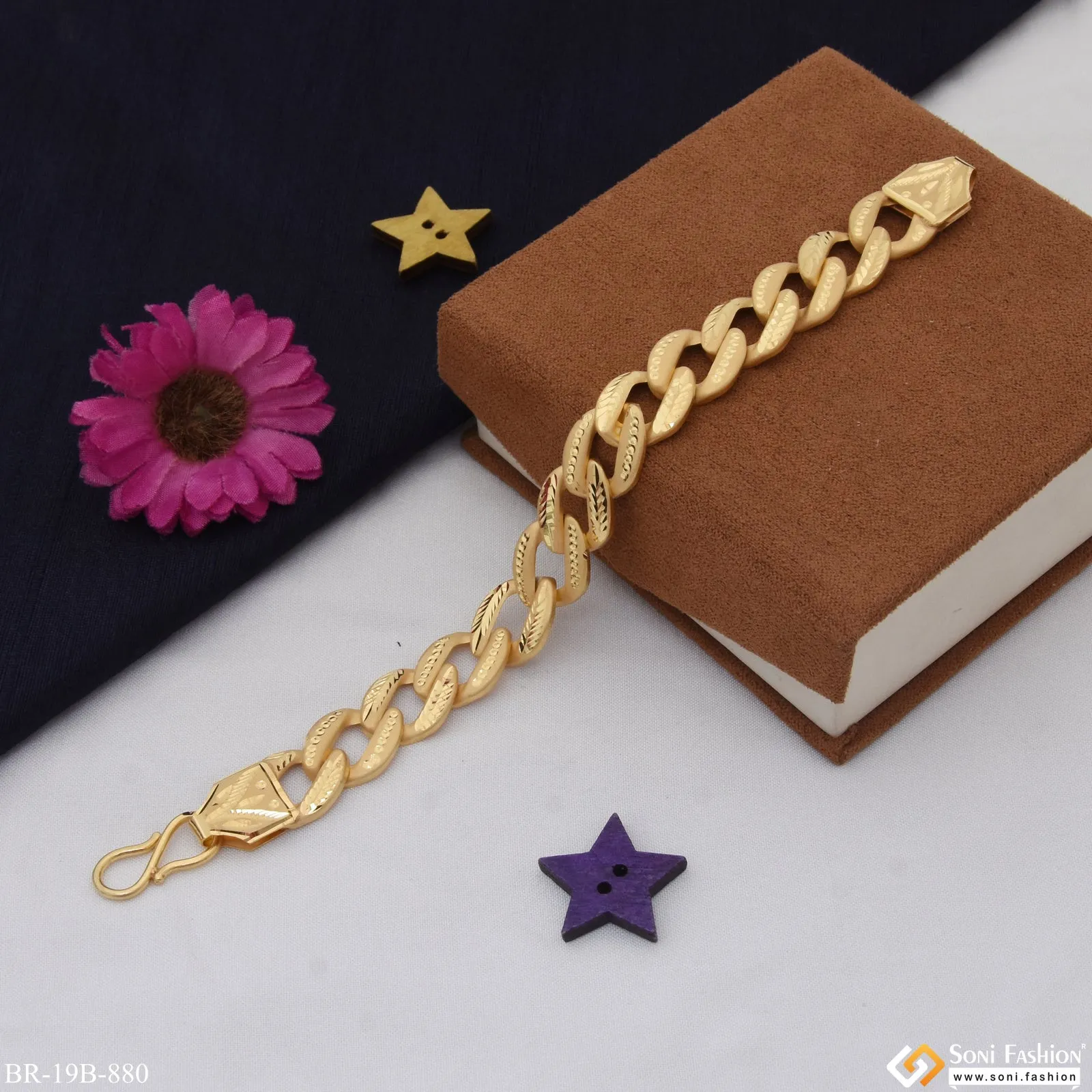 1 Gram Gold Plated Best Quality Durable Design Pokal Bracelet for Men - Style B880