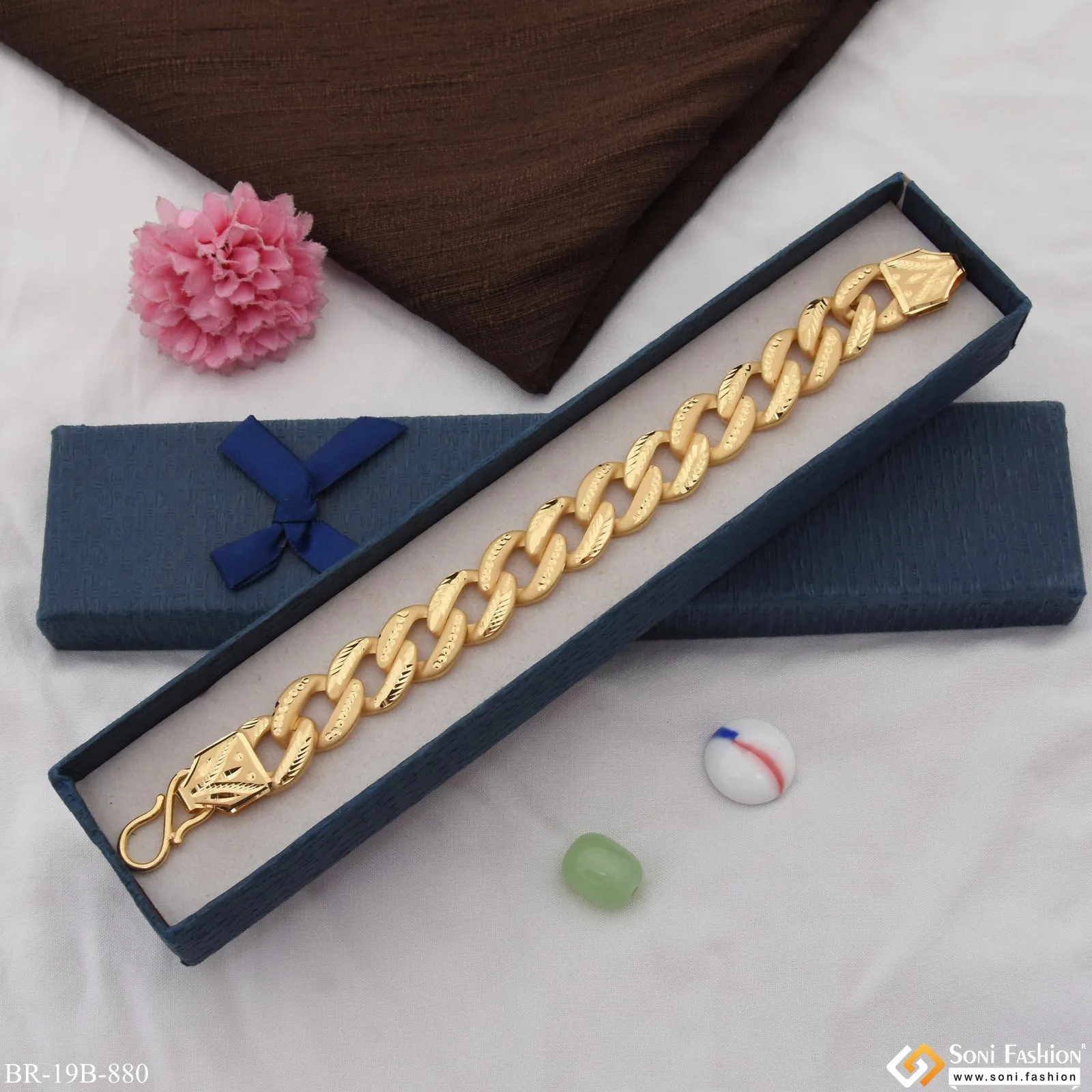 1 Gram Gold Plated Best Quality Durable Design Pokal Bracelet for Men - Style B880