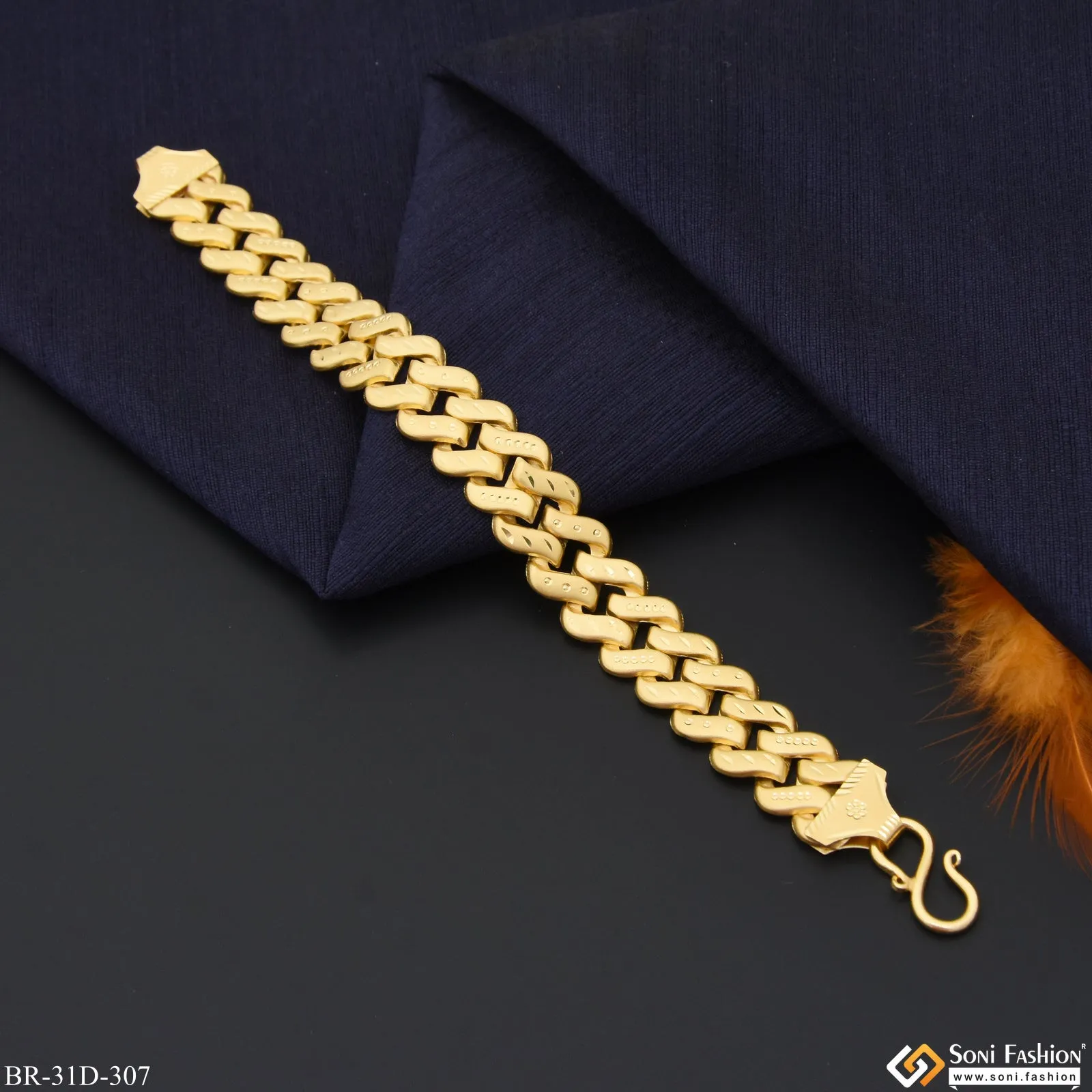 1 Gram Gold Plated Best Quality Pokal Bracelet for Men - Style D307