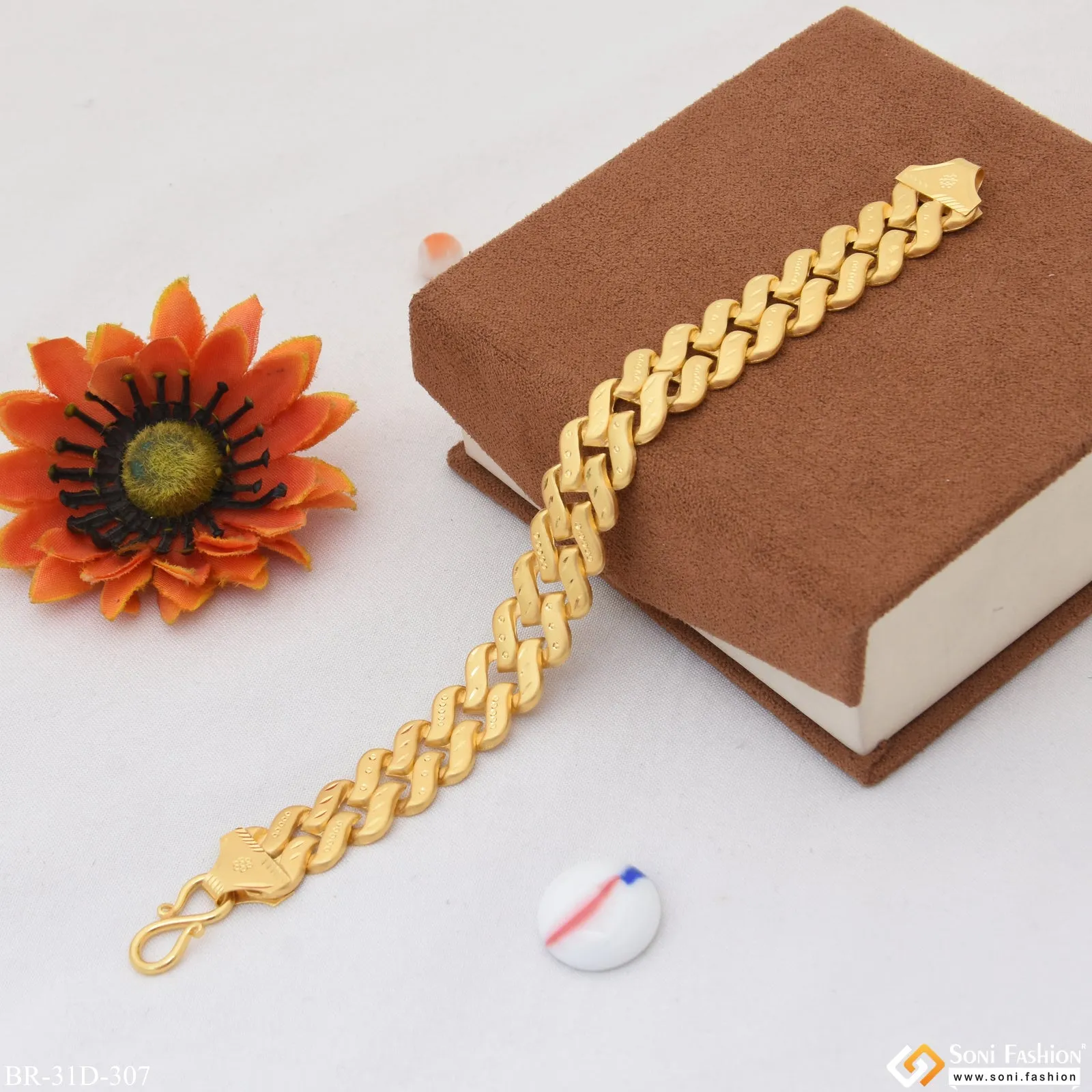 1 Gram Gold Plated Best Quality Pokal Bracelet for Men - Style D307