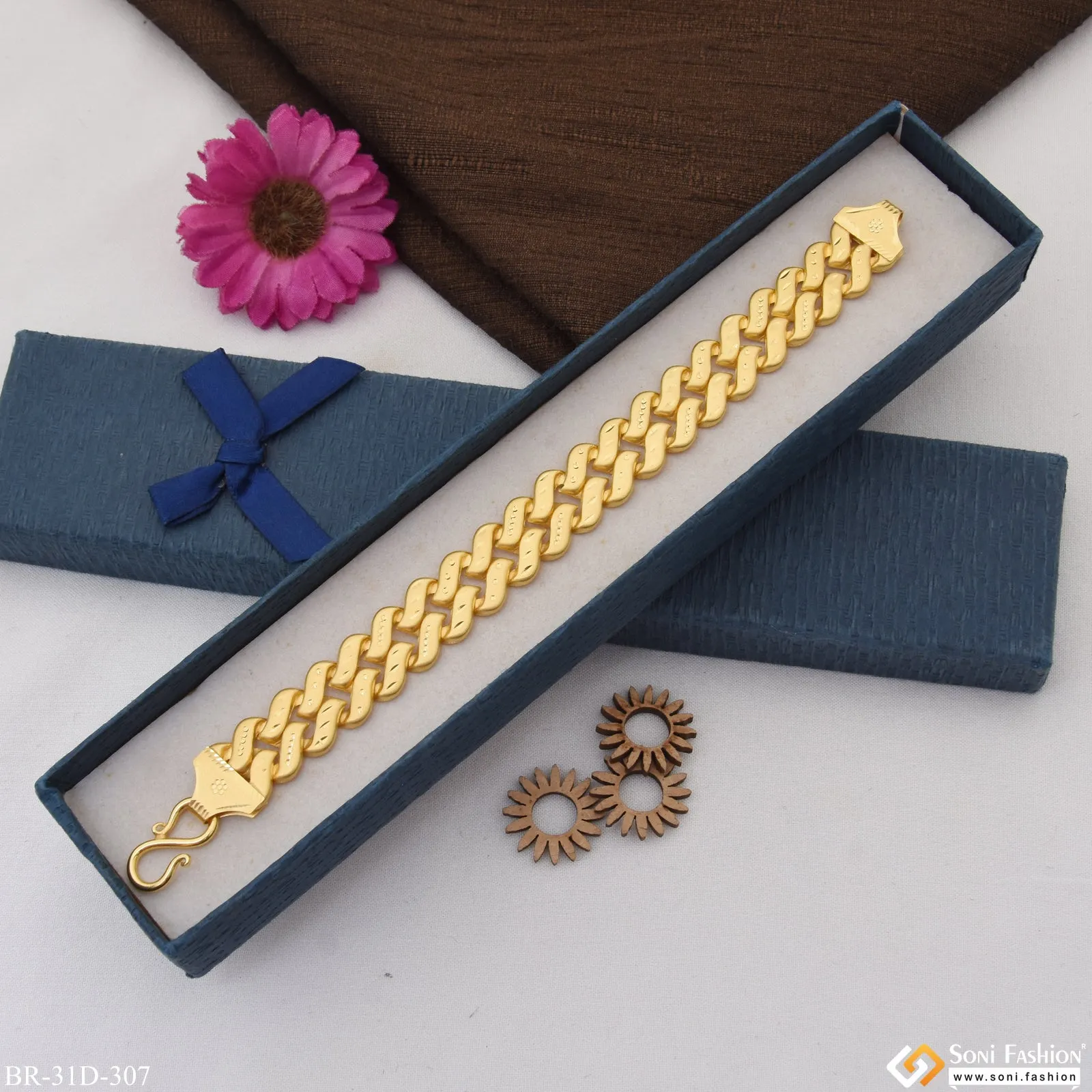 1 Gram Gold Plated Best Quality Pokal Bracelet for Men - Style D307