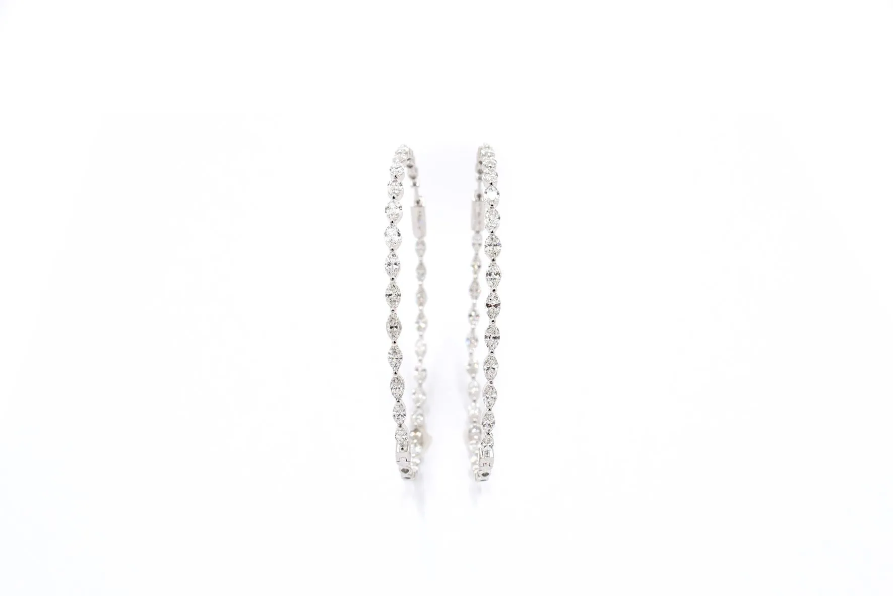 10.07 ctw Marquise Diamond Hoop Earrings 18k