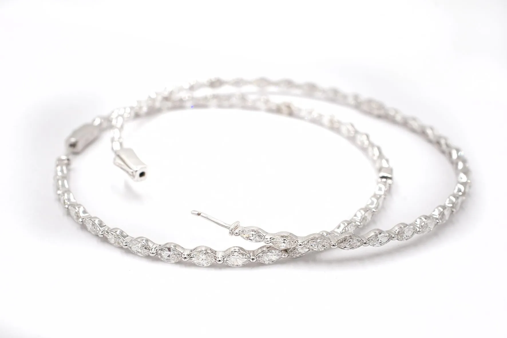 10.07 ctw Marquise Diamond Hoop Earrings 18k