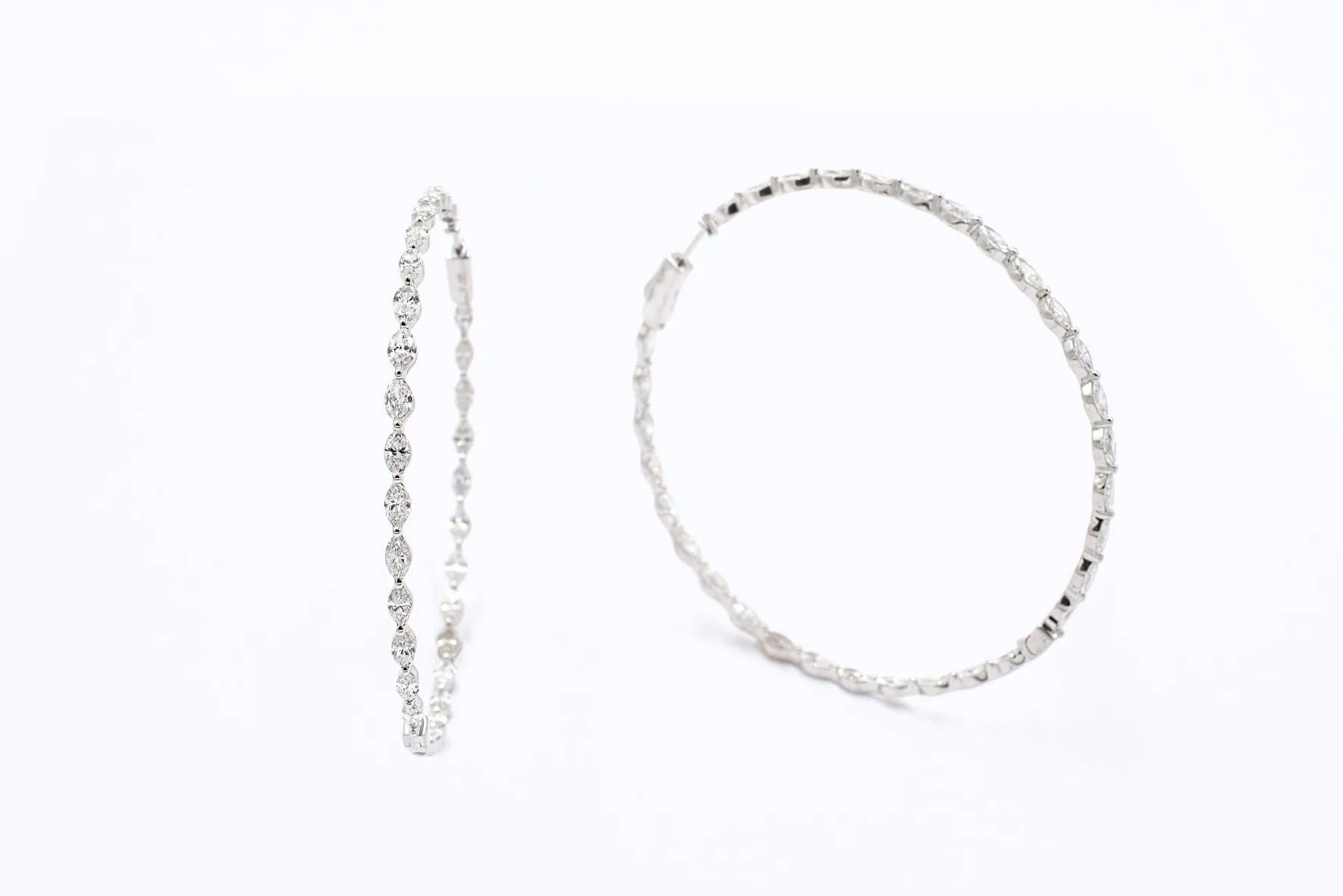 10.07 ctw Marquise Diamond Hoop Earrings 18k