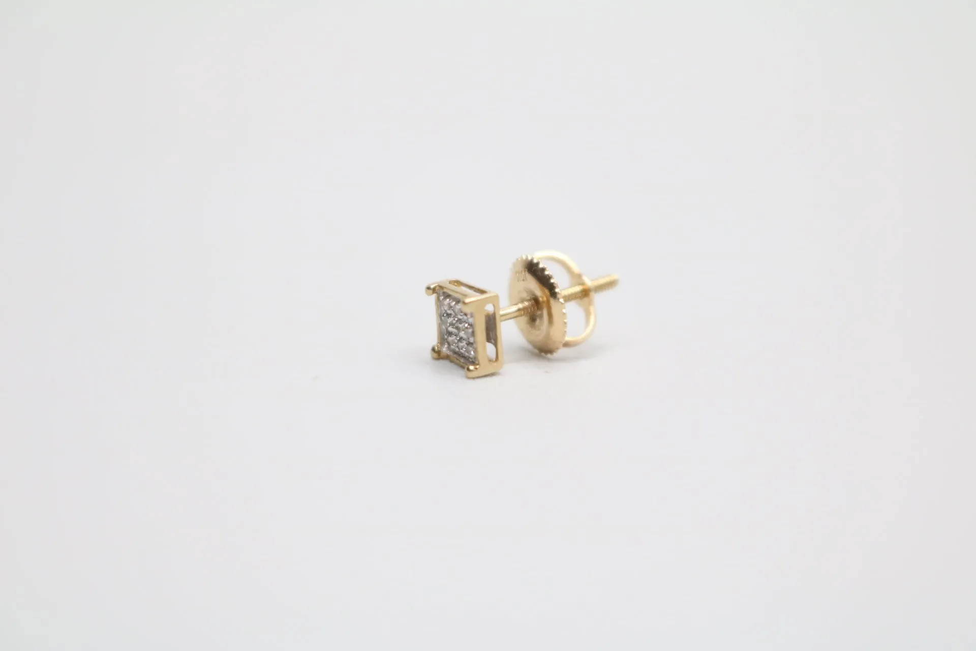 10K Yellow Gold Diamond Square Face Stud Earring (0.045CTW)
