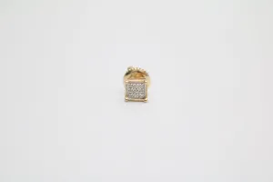 10K Yellow Gold Diamond Square Face Stud Earring (0.045CTW)