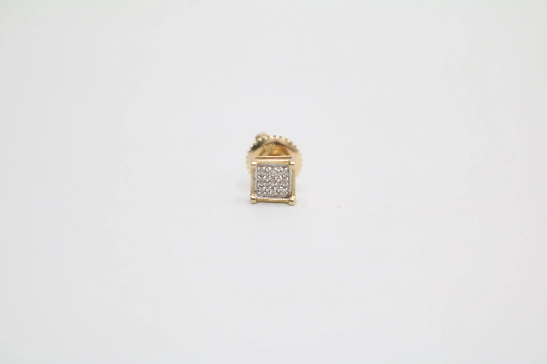 10K Yellow Gold Diamond Square Face Stud Earring (0.045CTW)