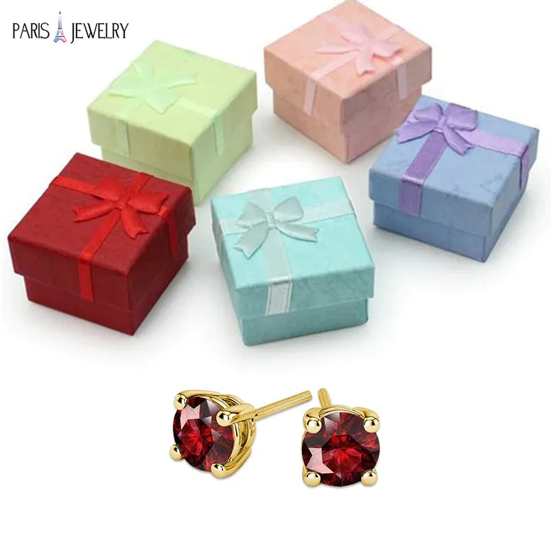 10k Yellow Gold Plated 3 Ct Round Created Ruby Sapphire Stud Earrings