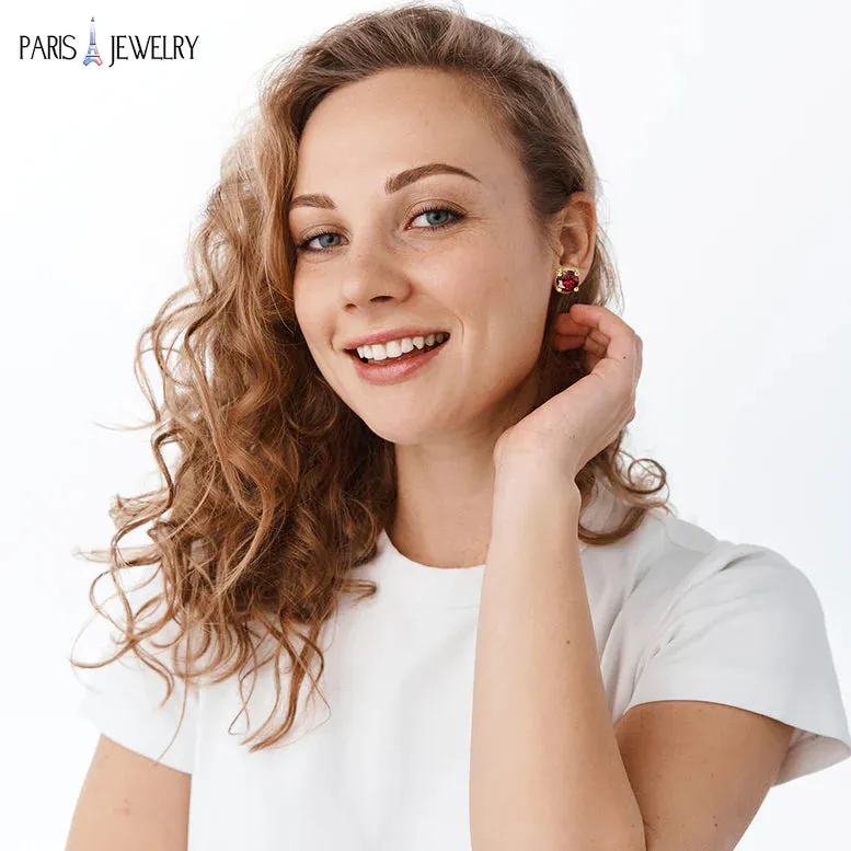 10k Yellow Gold Plated 3 Ct Round Created Ruby Sapphire Stud Earrings