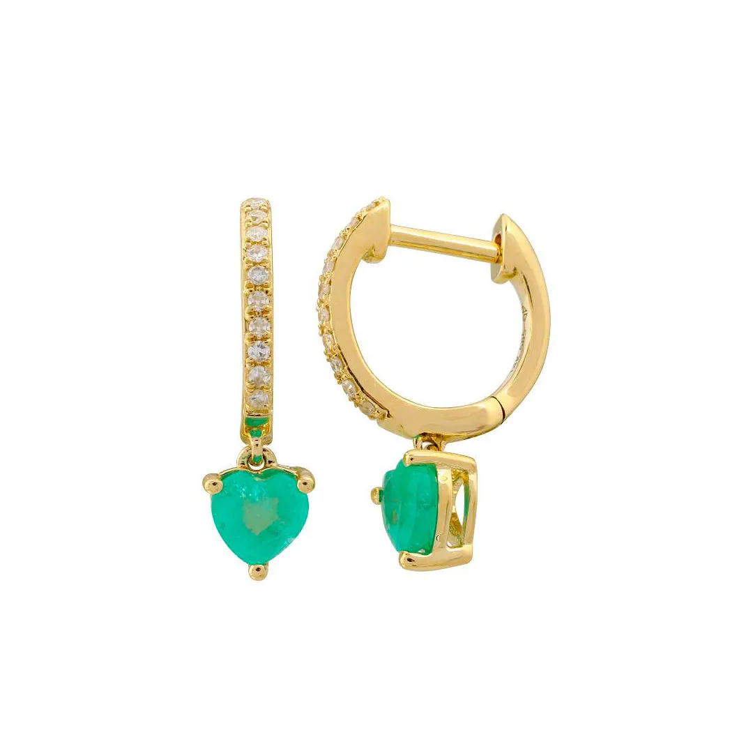 14K Gold, Diamonds and Gemstone Charm Huggies