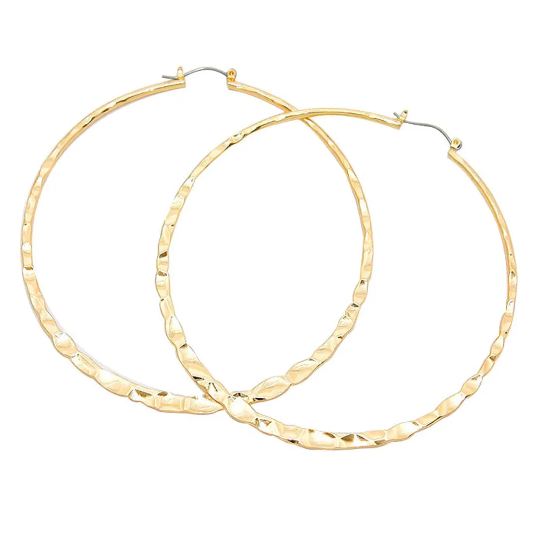 14K Gold Filled Metal Hoop Pin Catch Earrings