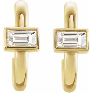 14K Yellow Gold 1/5 CTW Natural Diamond Huggie Hoop Earrings