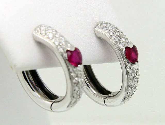 1.50ct Ruby & Diamond Hoop Earrings