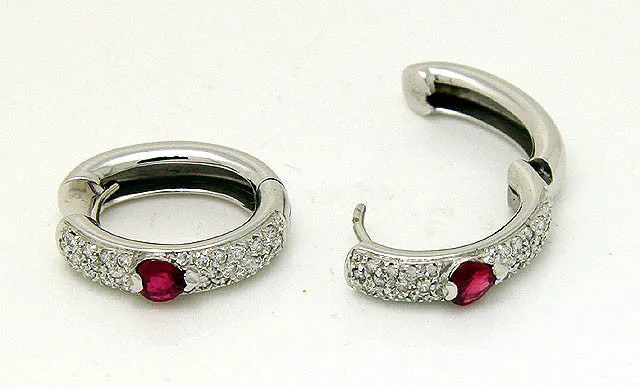 1.50ct Ruby & Diamond Hoop Earrings