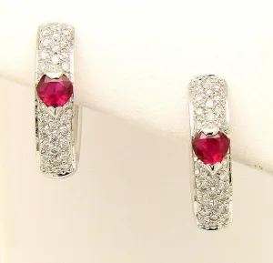 1.50ct Ruby & Diamond Hoop Earrings