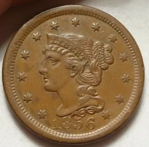 1856 Large Cent AU-58