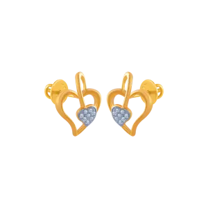 18k (750) Yellow Gold And Diamond Stud Earrings For Women