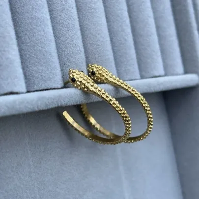 18K Gold-Filled Dainty Snake Hoop Earrings
