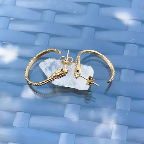 18K Gold-Filled Dainty Snake Hoop Earrings