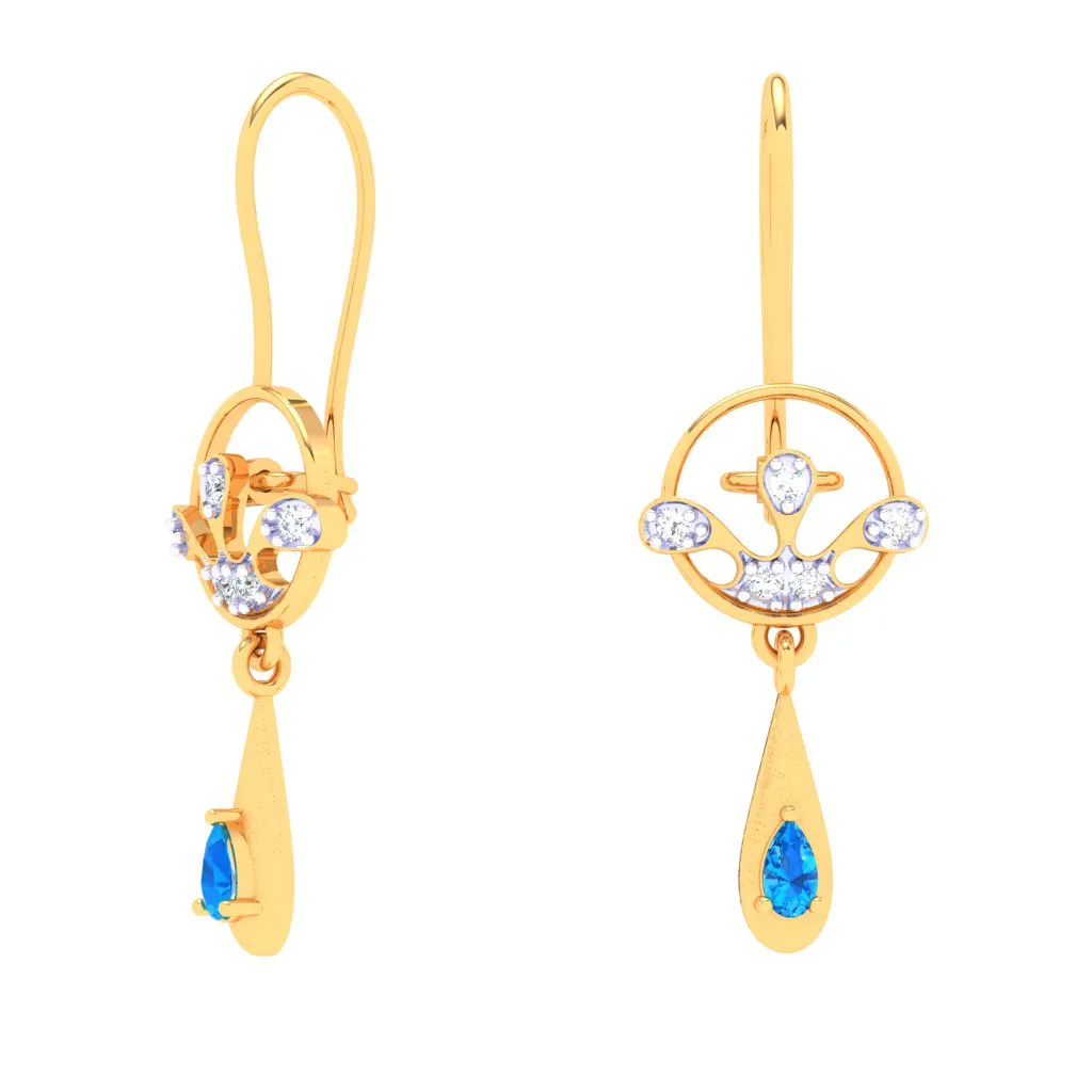 18k Monsoon Attraction Gold Diamond Earrings For Women