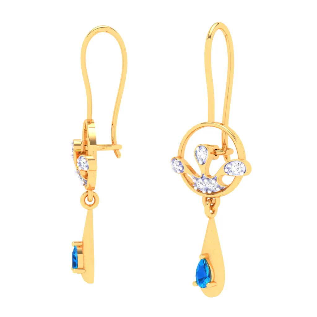 18k Monsoon Attraction Gold Diamond Earrings For Women
