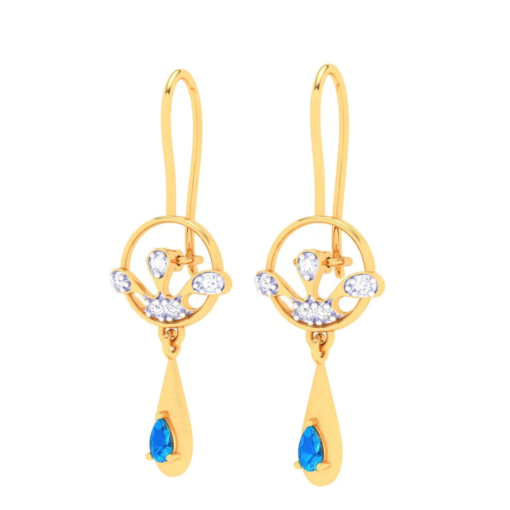 18k Monsoon Attraction Gold Diamond Earrings For Women