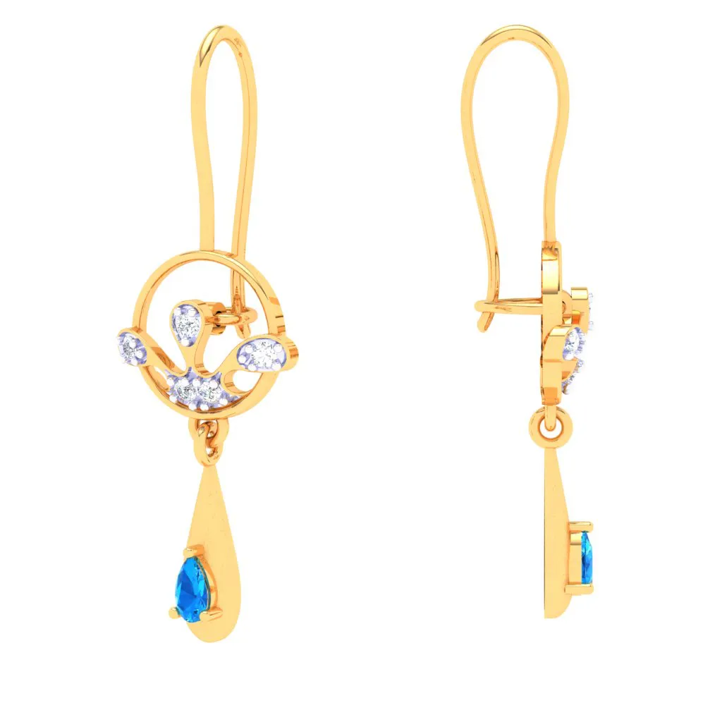18k Monsoon Attraction Gold Diamond Earrings For Women