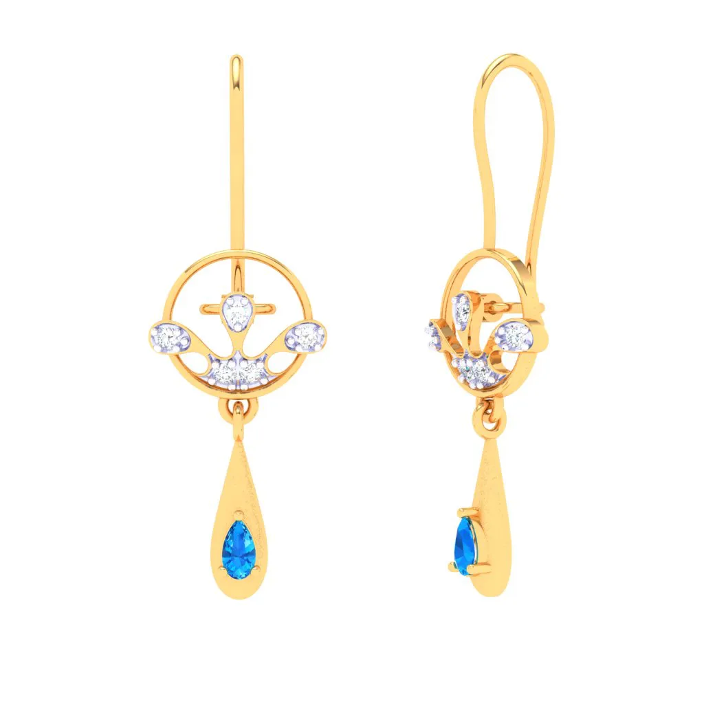 18k Monsoon Attraction Gold Diamond Earrings For Women