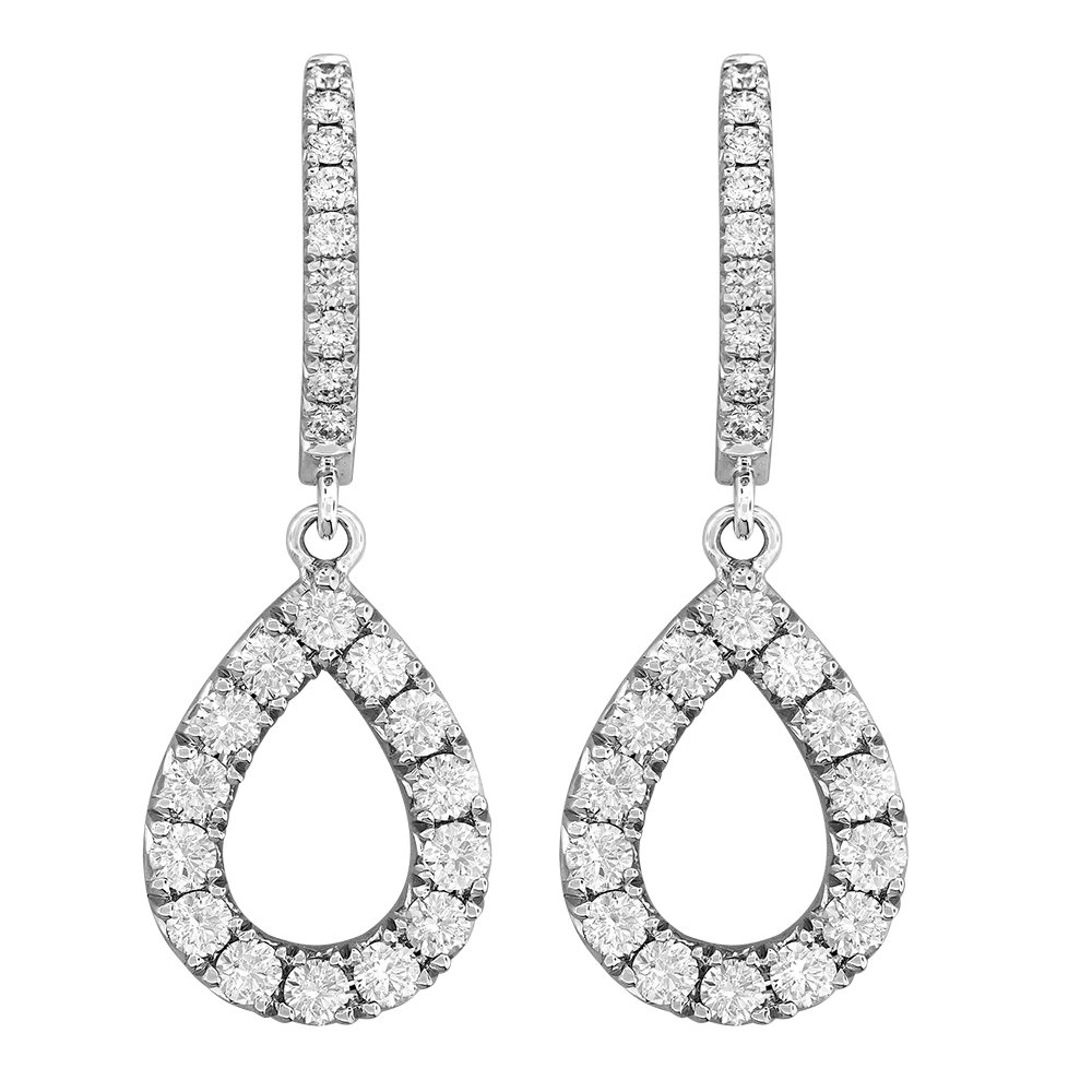 18K White Natural Diamond Earrings
