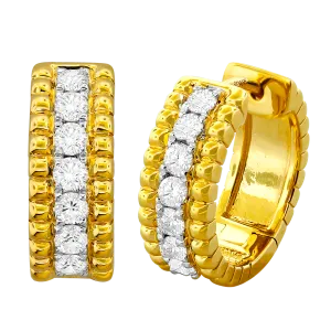 18K Yellow Natural Diamond Huggie Earrings