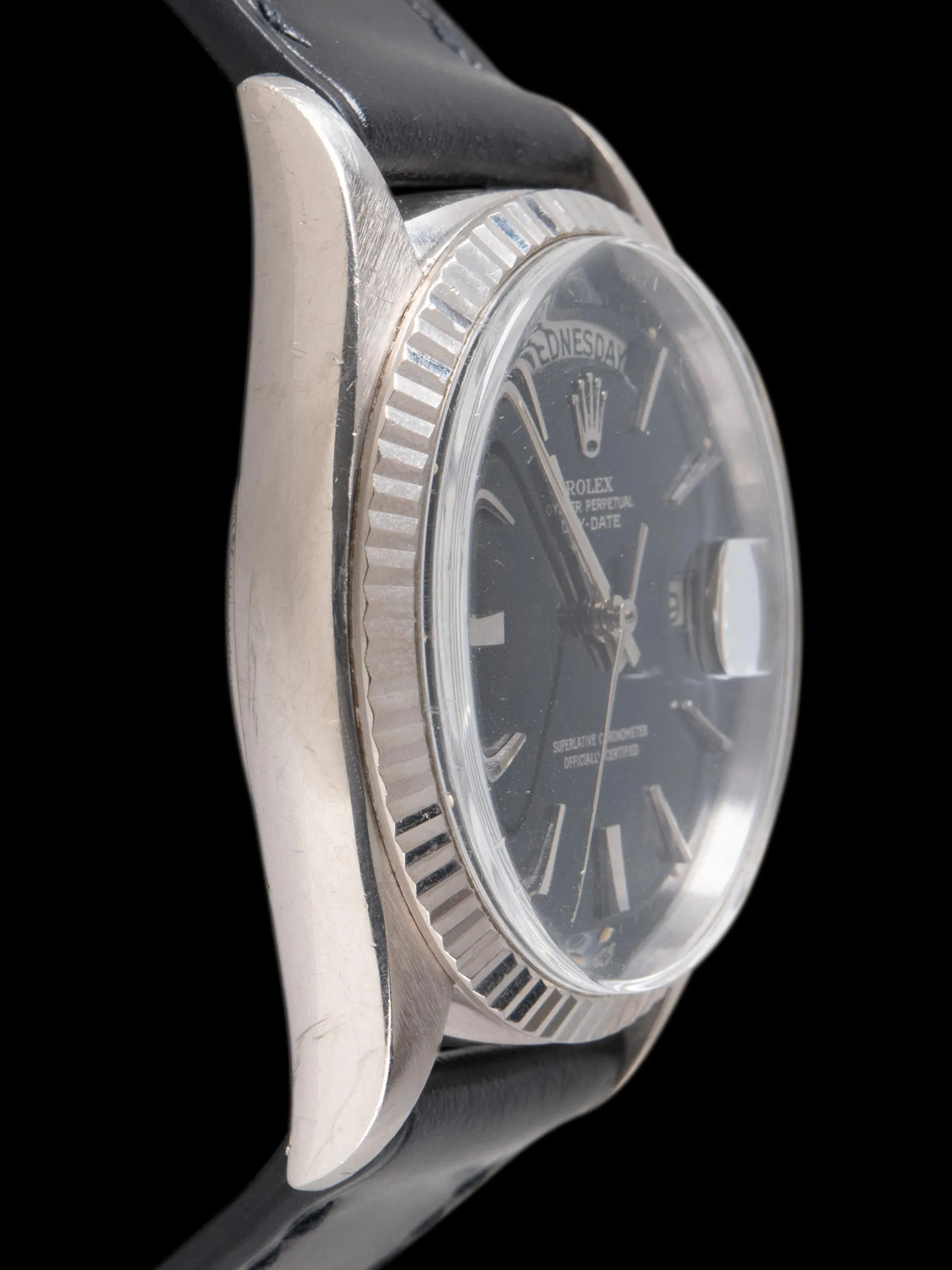 1966 Rolex Day-Date 18K WG (Ref. 1803) Glossy Black "Doorstop" Gilt Dial