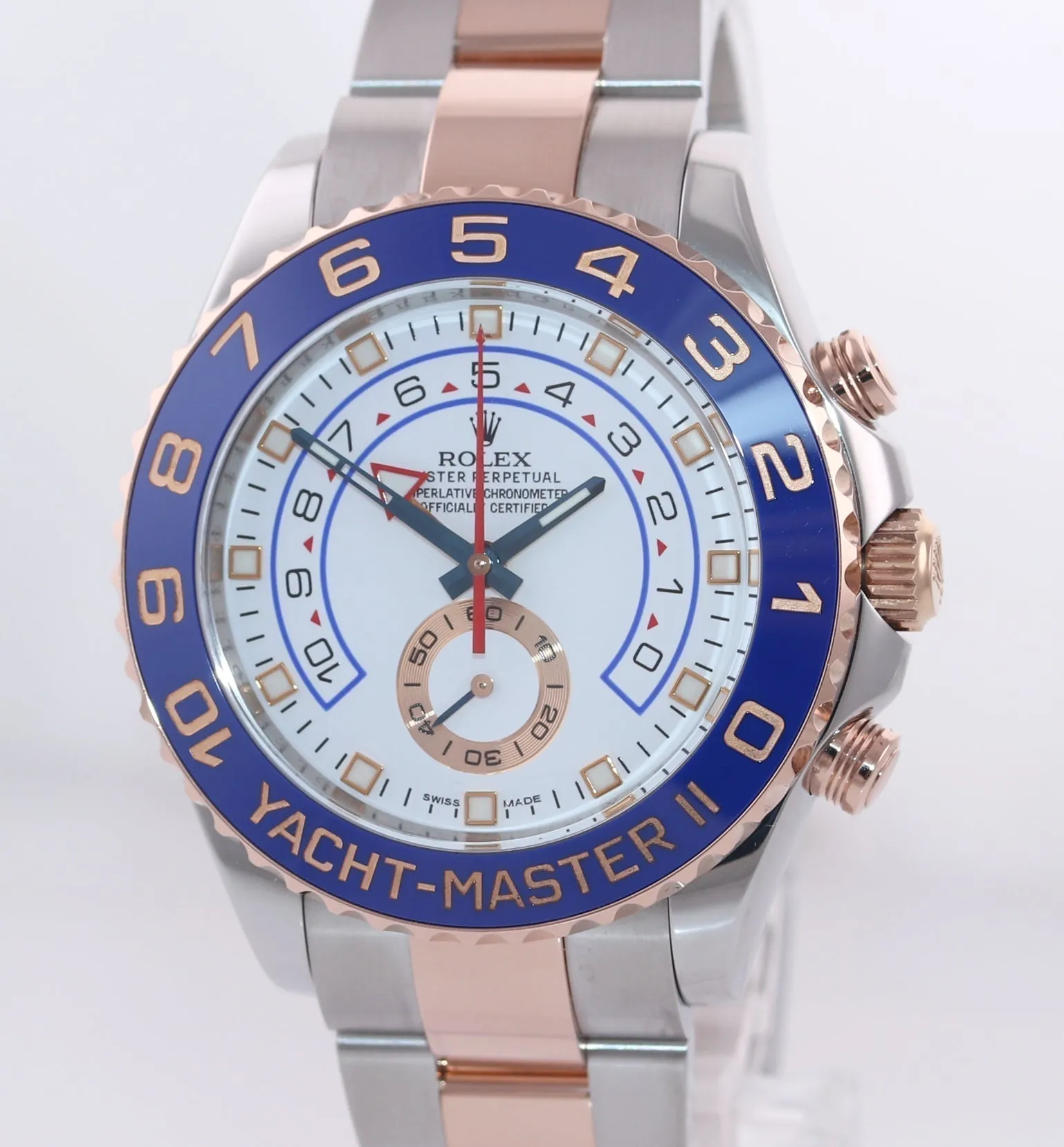 2016 MINT Rolex Yacht-Master II 116681 Steel Everose Gold Blue hands 44mm Watch Box
