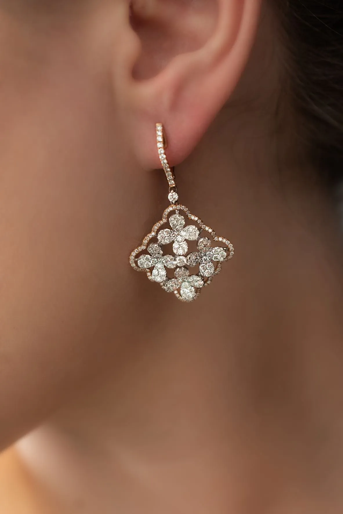 3 1/3 ctw Diamond Flower Earrings