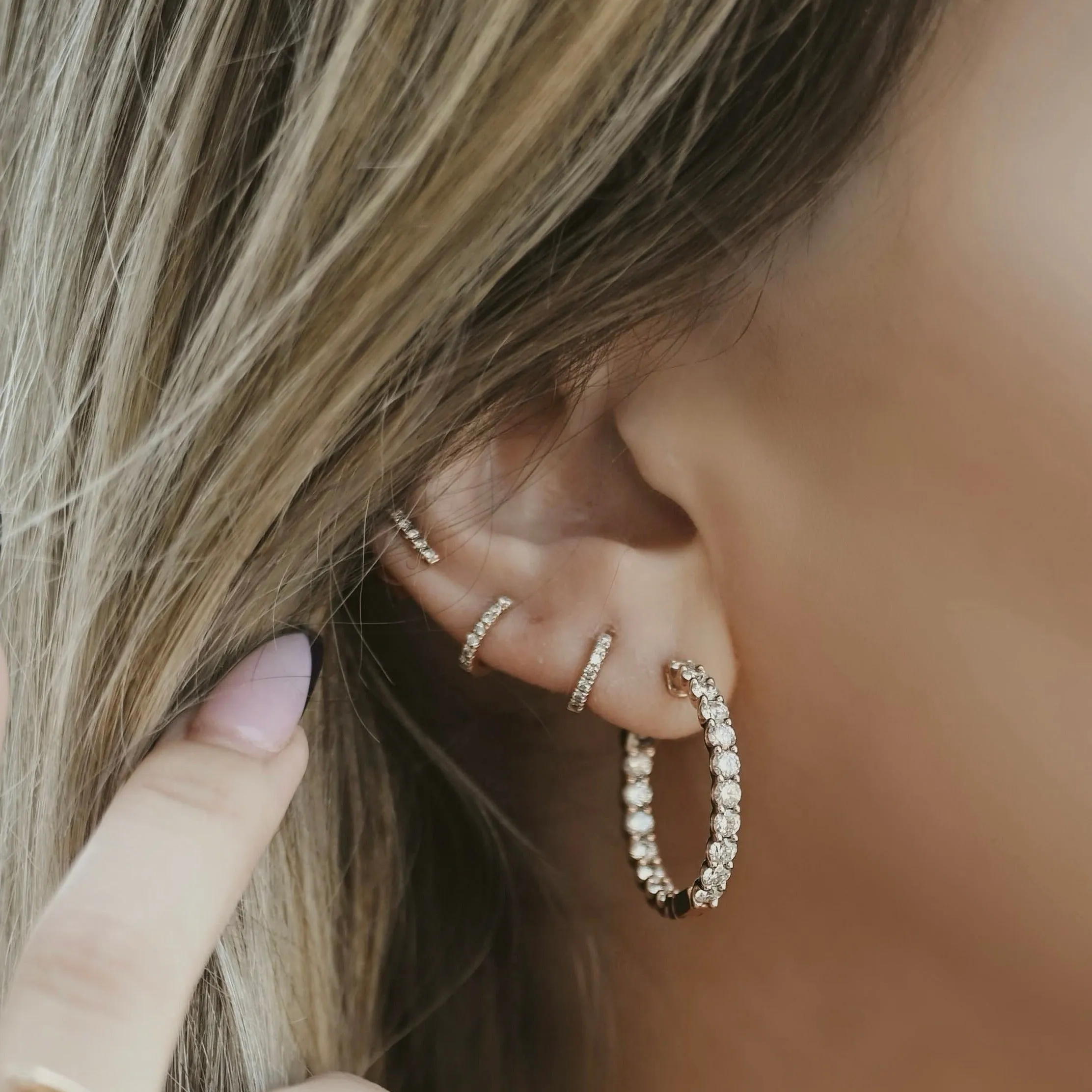 3.00 Carat U-Prong Diamond Hoop Earrings