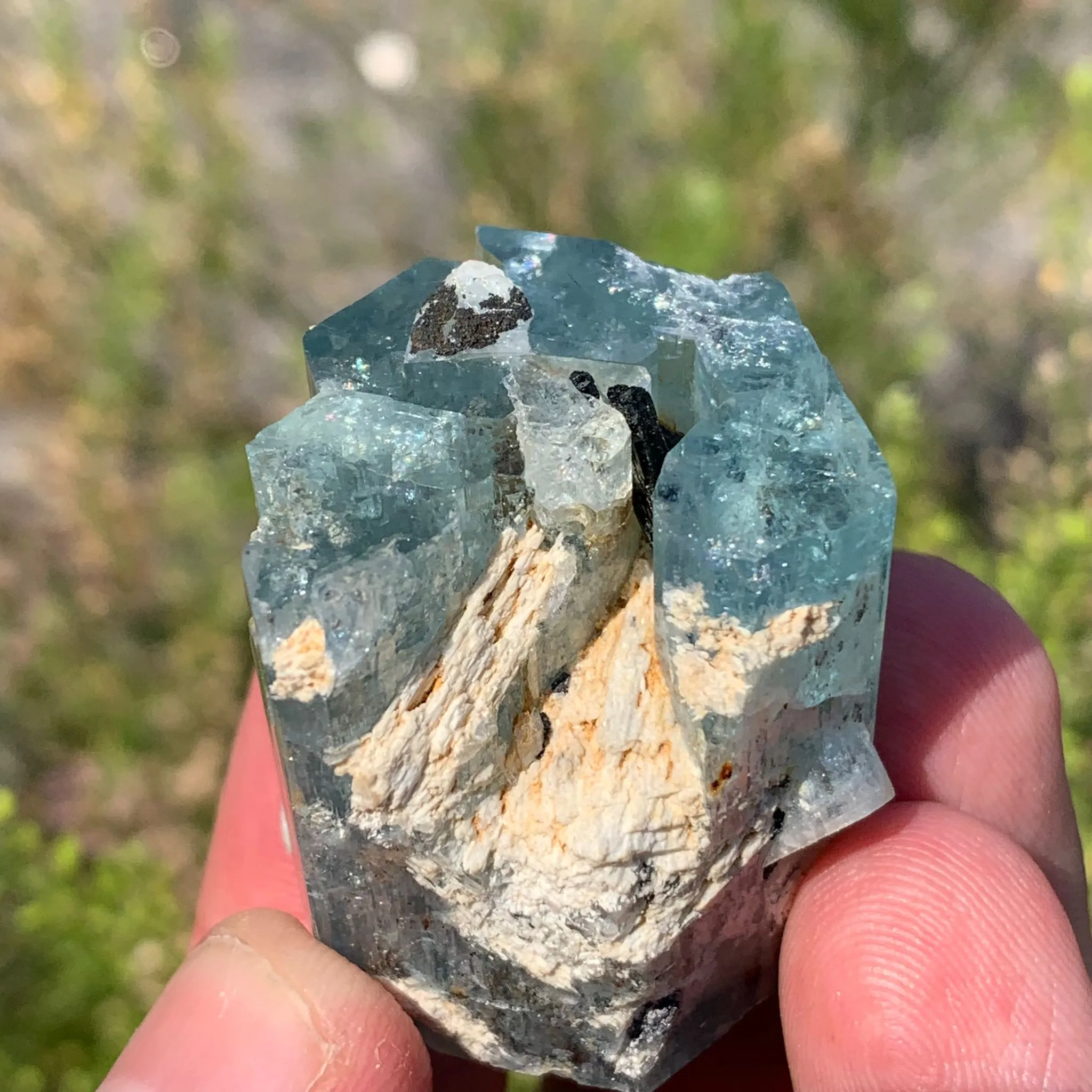 45 g Aquamarine with Black Tourmaline and Feldspar from Erongo Mountains, Namibia