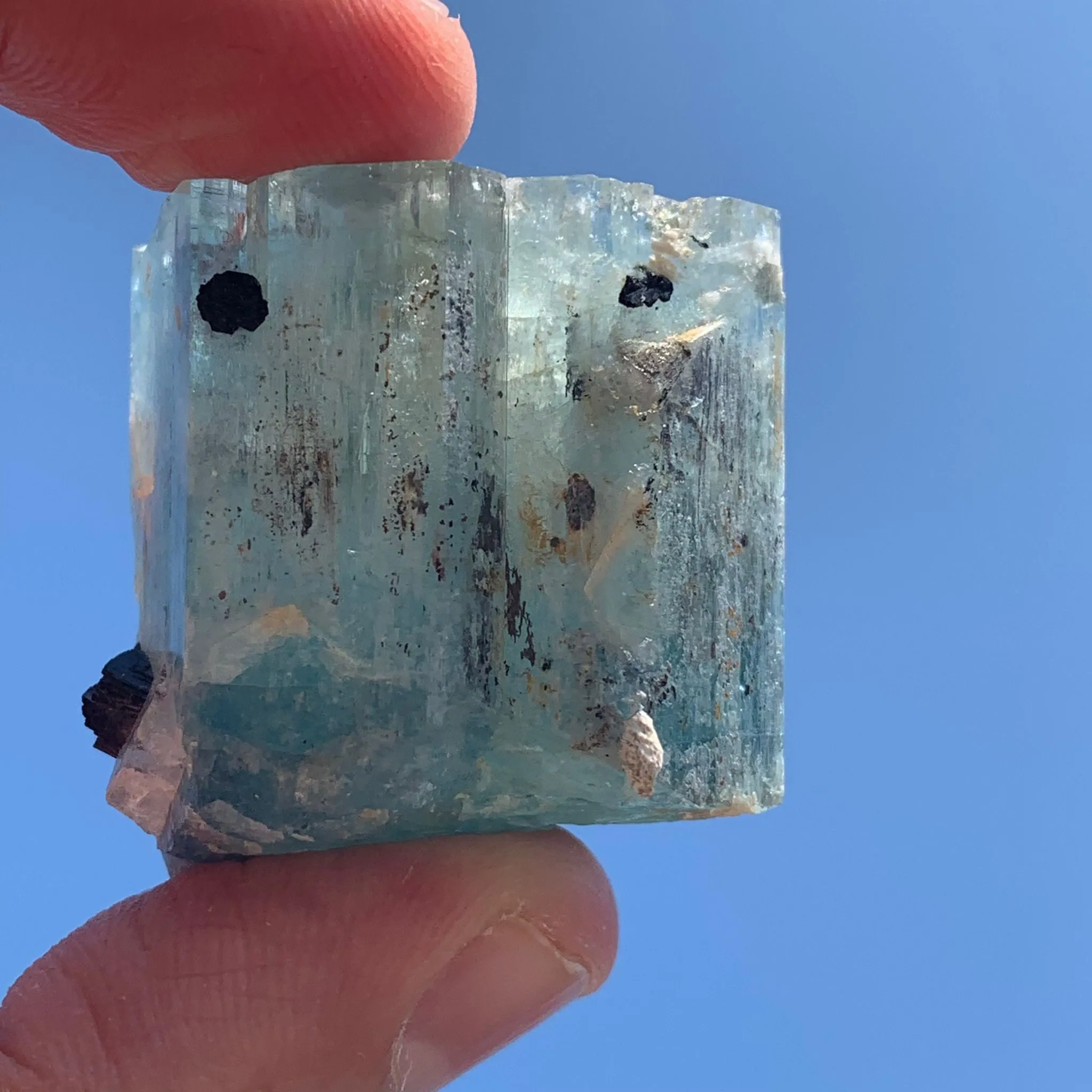 45 g Aquamarine with Black Tourmaline and Feldspar from Erongo Mountains, Namibia