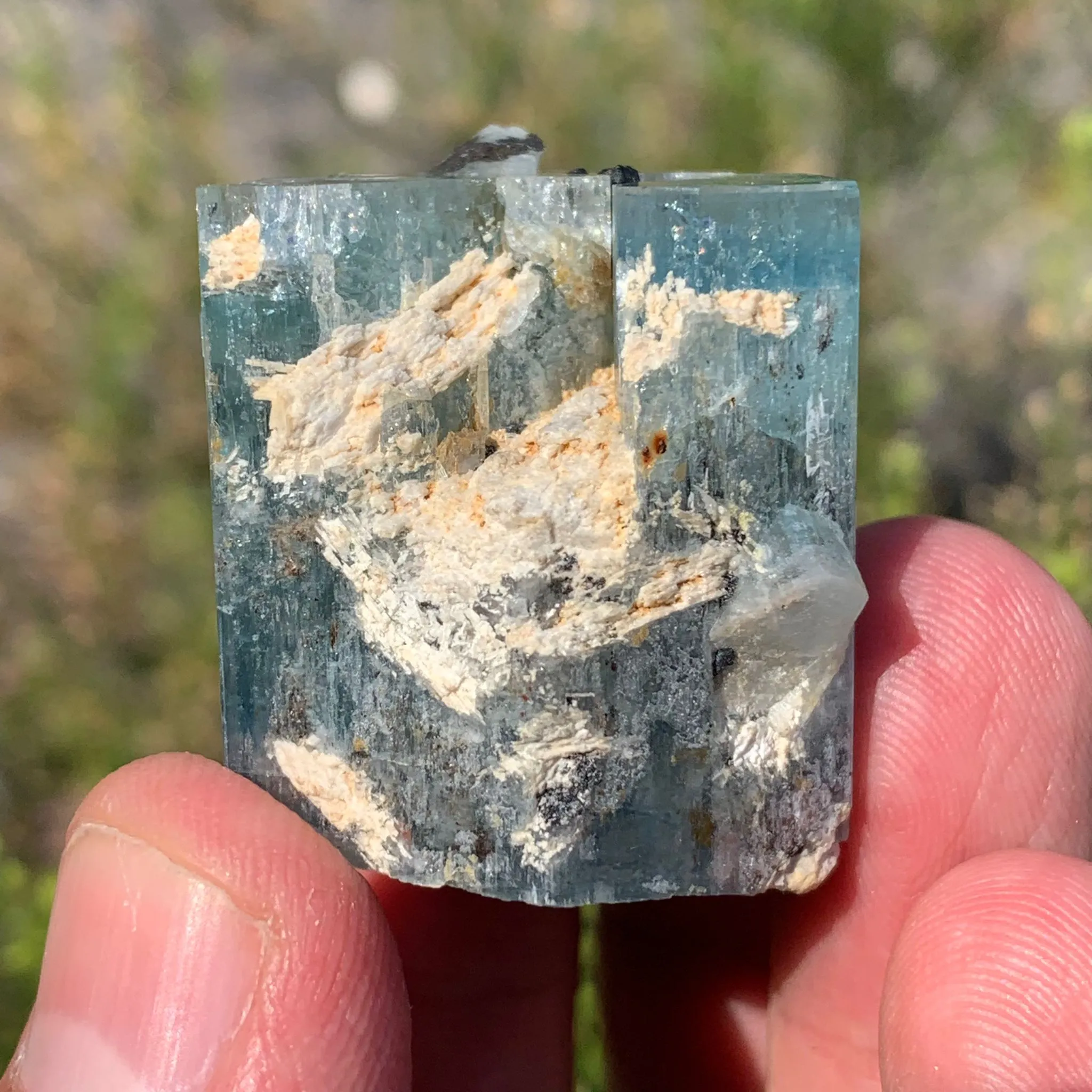 45 g Aquamarine with Black Tourmaline and Feldspar from Erongo Mountains, Namibia