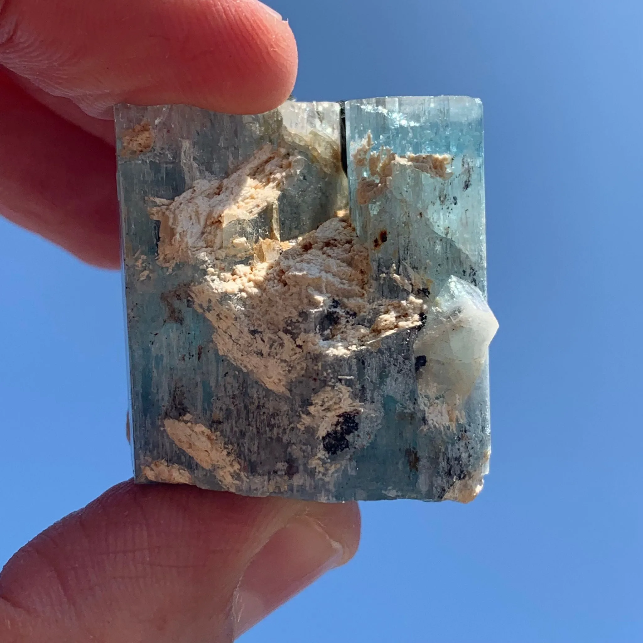 45 g Aquamarine with Black Tourmaline and Feldspar from Erongo Mountains, Namibia
