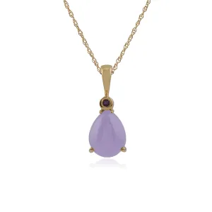 9 karat Gelbes Gold Jade & Amethyst 18zoll Halskette