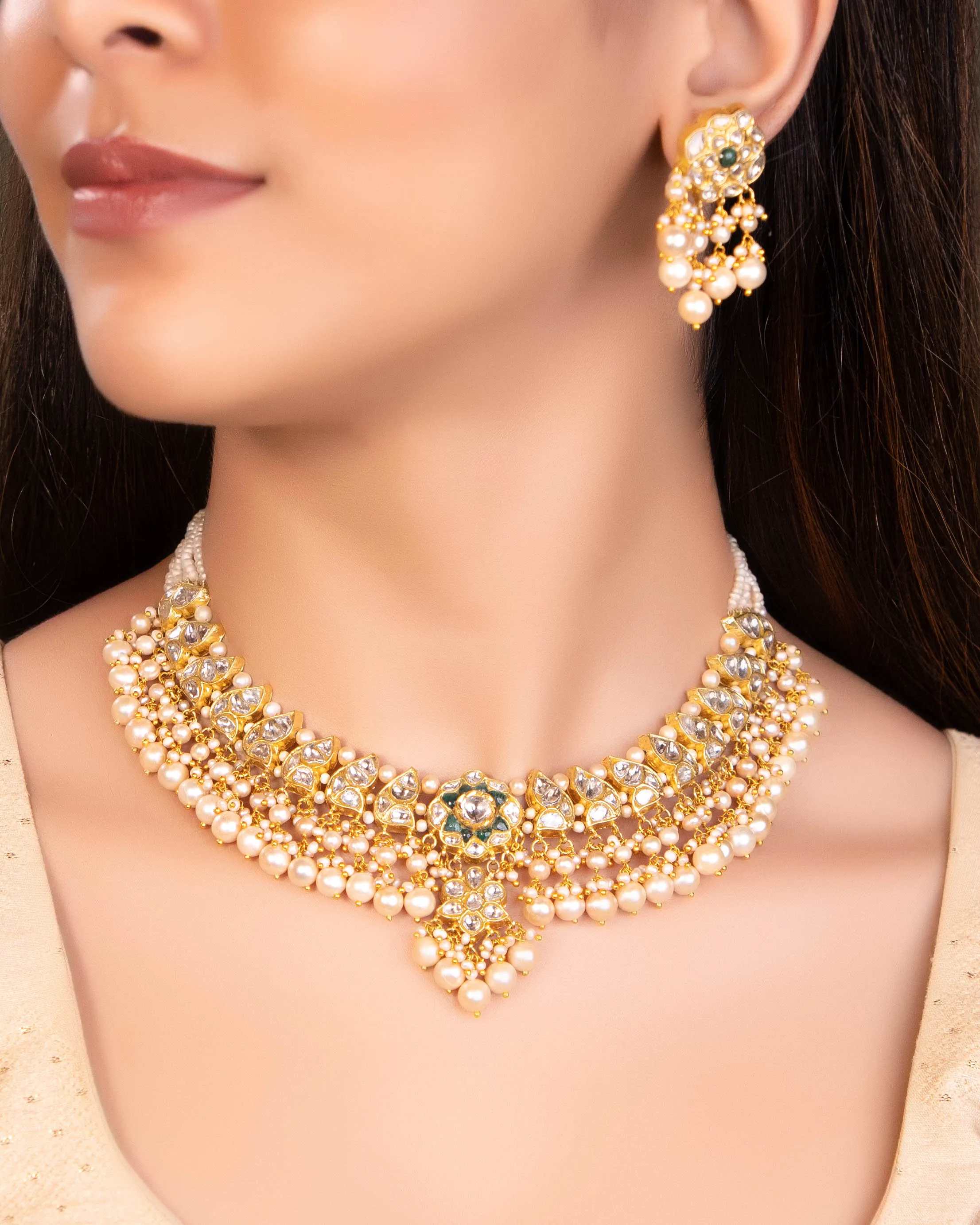 Aaisha Necklace And Aarzu Tops Polki Set