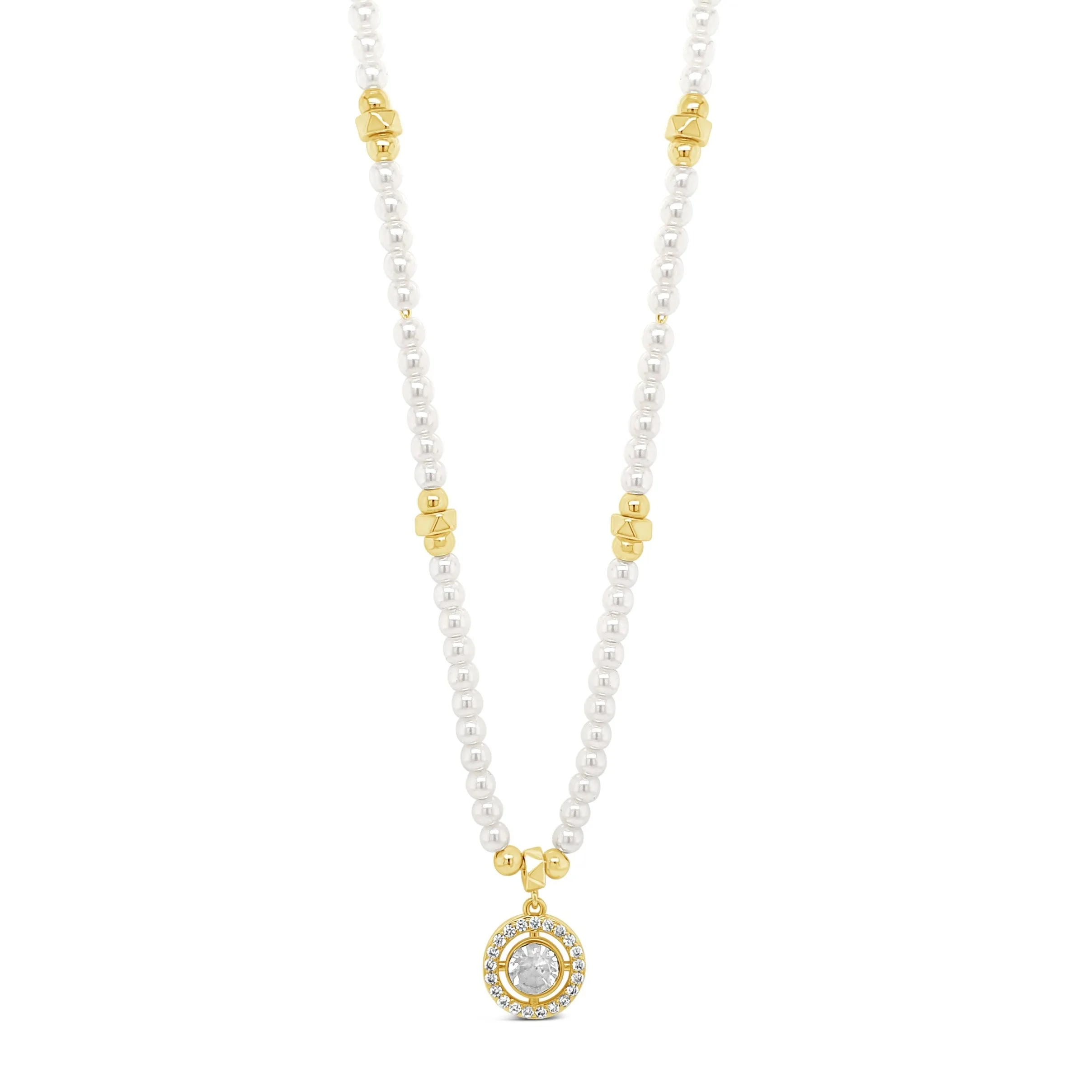 Absolute Jewellery White Pearls & Opal Gold Necklace