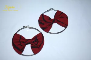 African Print Creole Hoop Earrings, Ruby Red - ER6