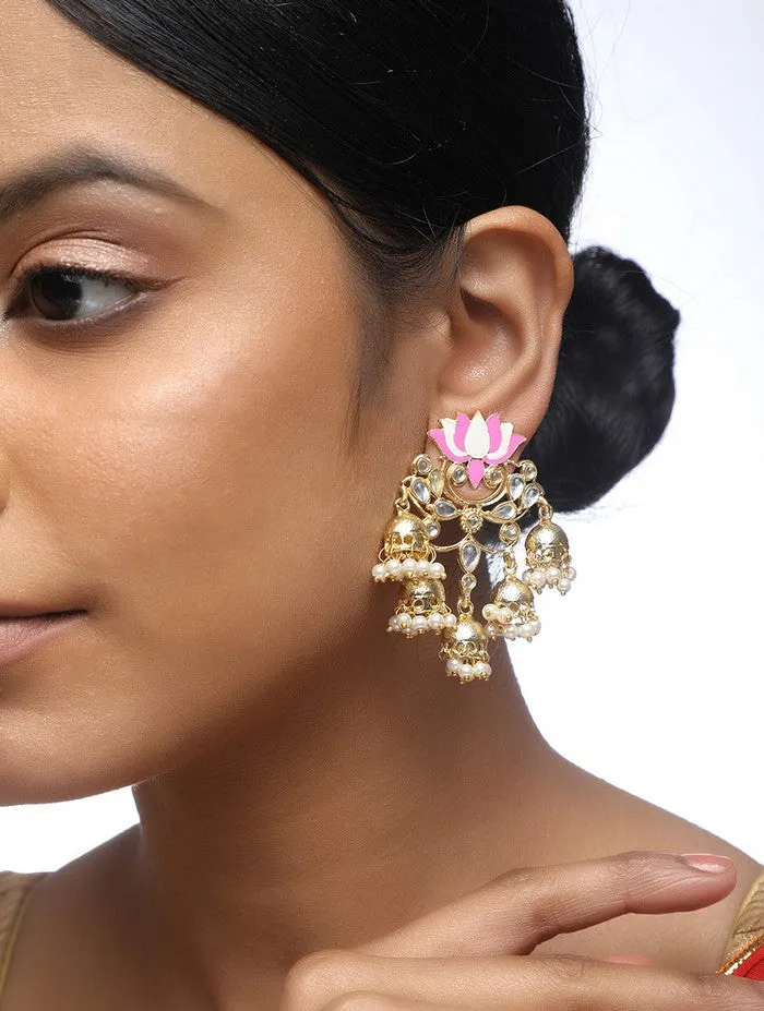 Alloy Jhumka Earrings in Gold