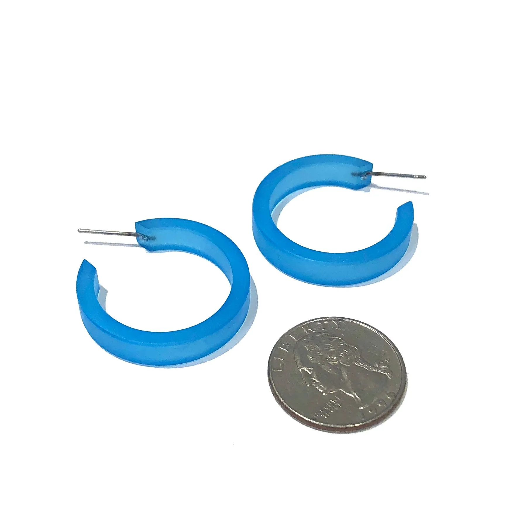 Aqua Blue Small Classic Hoops