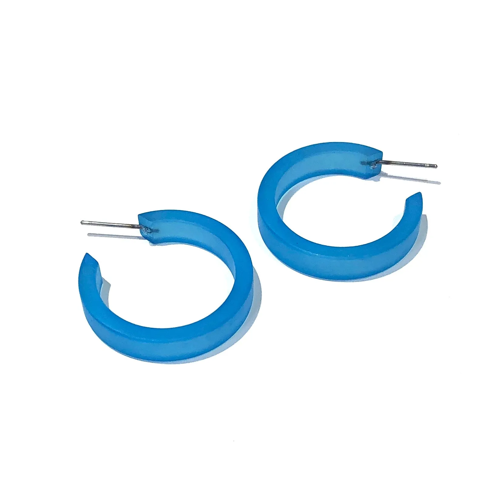 Aqua Blue Small Classic Hoops