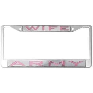 Army Wife Mirror Inlaid Plastic License Plate Frame