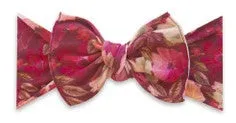 Baby Bling Burgundy Floral Printed Knot Headband